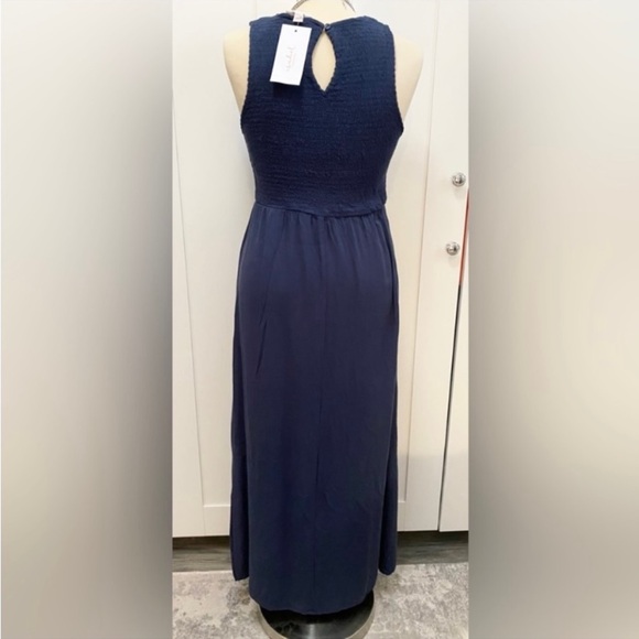 Blue Maternity Maxi Dress Sz MED By Isabel & Ingrid Cute Peep Front Accent NEW! - Picture 2 of 3
